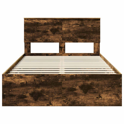 Bed Frame with Drawer Smoked Oak 120 x 200 cm Engineer Wood