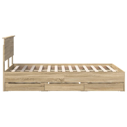 Bed Frame with Drawer Sonoma Oak 120 x 190 cm Engineer Wood
