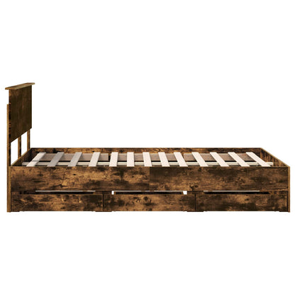 Bed Frame with Drawer Smoked Oak 120 x 190 cm Engineer Wood