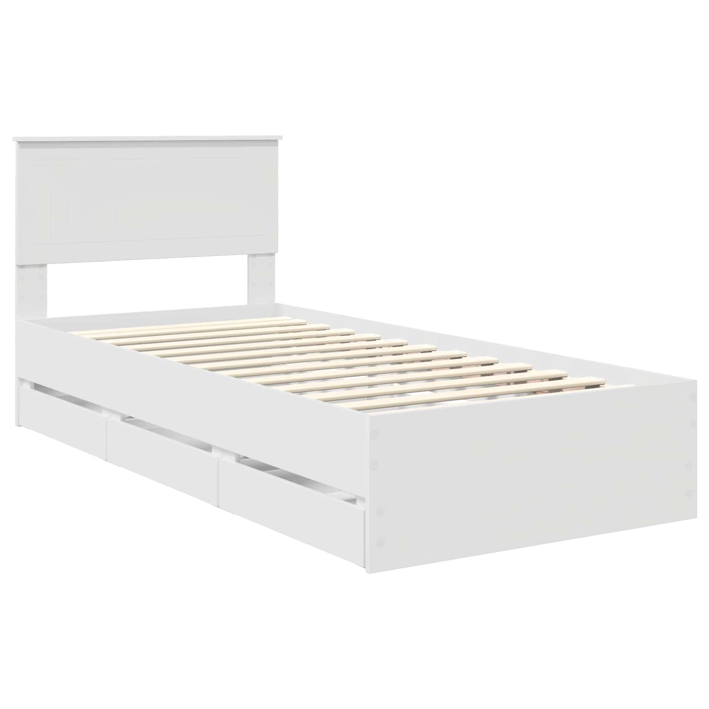 Bed Frame with Drawer White 90 x 200 cm Engineer Wood