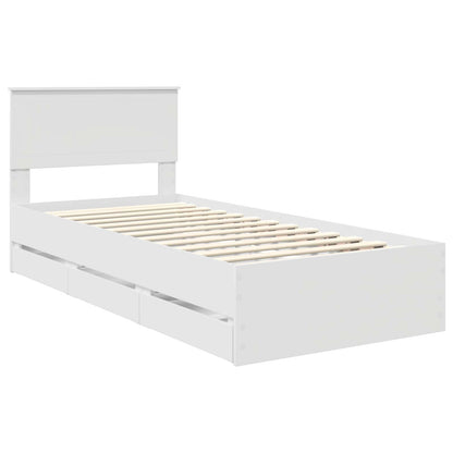 Bed Frame with Drawer White 90 x 200 cm Engineer Wood