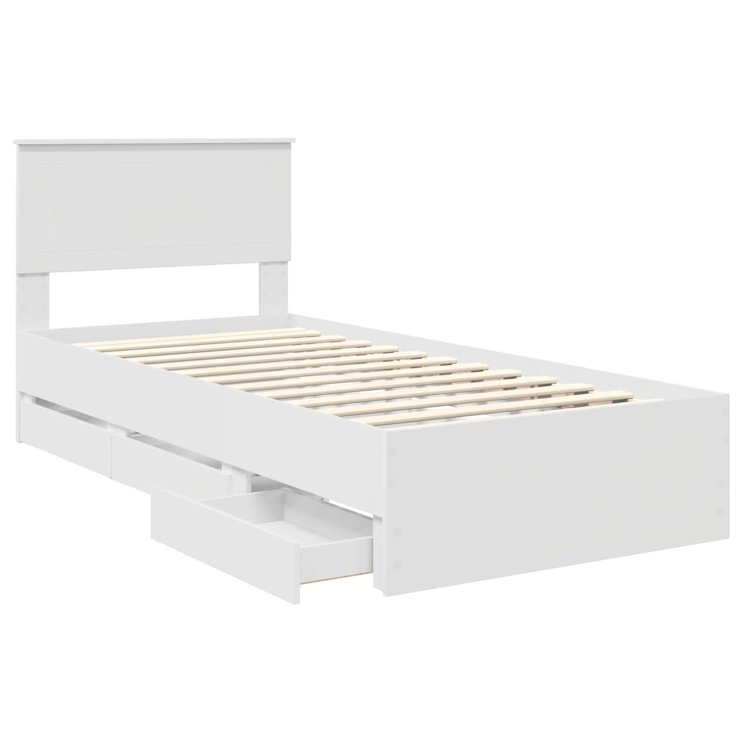 Bed Frame with Drawer White 90 x 200 cm Engineer Wood