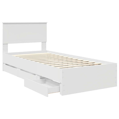 Bed Frame with Drawer White 90 x 200 cm Engineer Wood