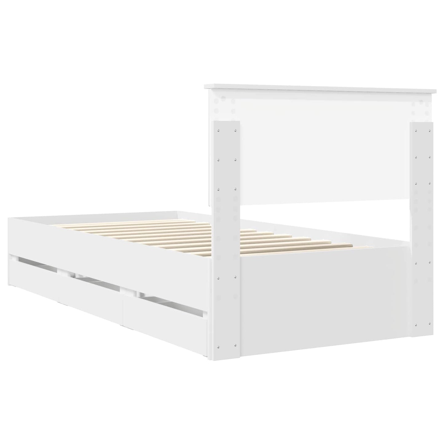 Bed Frame with Drawer White 90 x 200 cm Engineer Wood