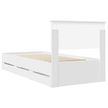 Bed Frame with Drawer White 90 x 200 cm Engineer Wood