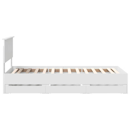 Bed Frame with Drawer White 90 x 200 cm Engineer Wood