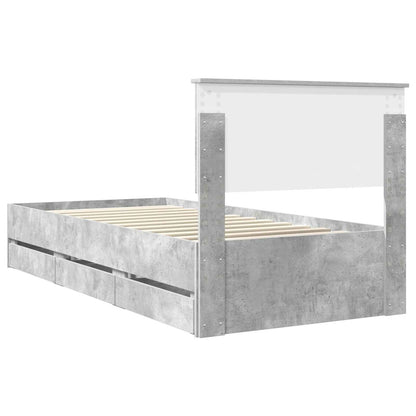 Bed Frame with Drawer Concrete Grey 90 x 200 cm Engineer Wood