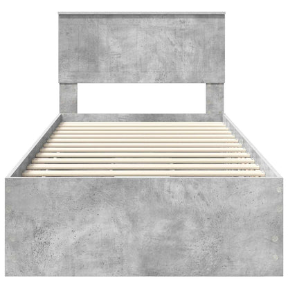 Bed Frame with Drawer Concrete Grey 90 x 200 cm Engineer Wood