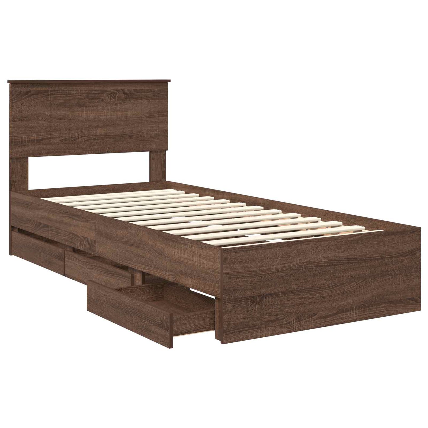 Bed Frame with Drawer Brown Oak 90 x 200 cm Engineer Wood