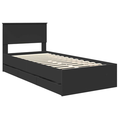 Bed Frame with Drawer Black 90 x 190 cm Engineer Wood