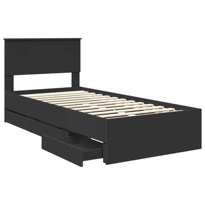 Bed Frame with Drawer Black 90 x 190 cm Engineer Wood