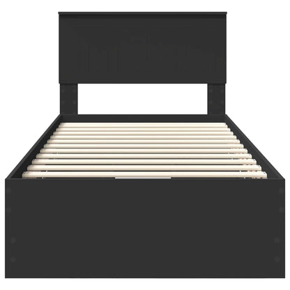 Bed Frame with Drawer Black 90 x 190 cm Engineer Wood
