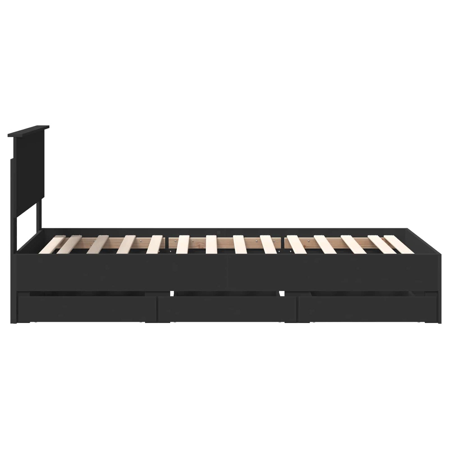Bed Frame with Drawer Black 90 x 190 cm Engineer Wood