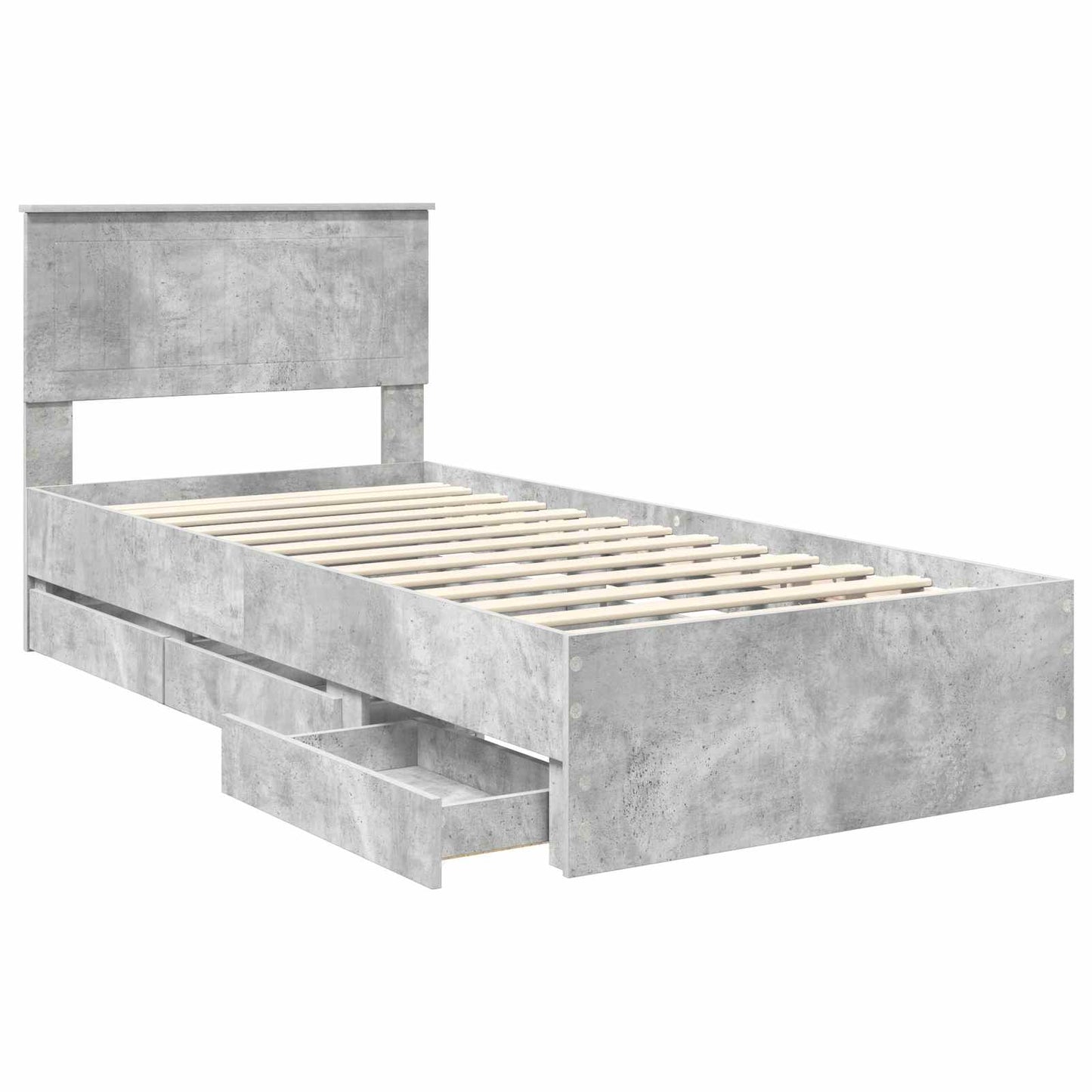 Bed Frame with Drawer Concrete Grey 90 x 190 cm Engineer Wood