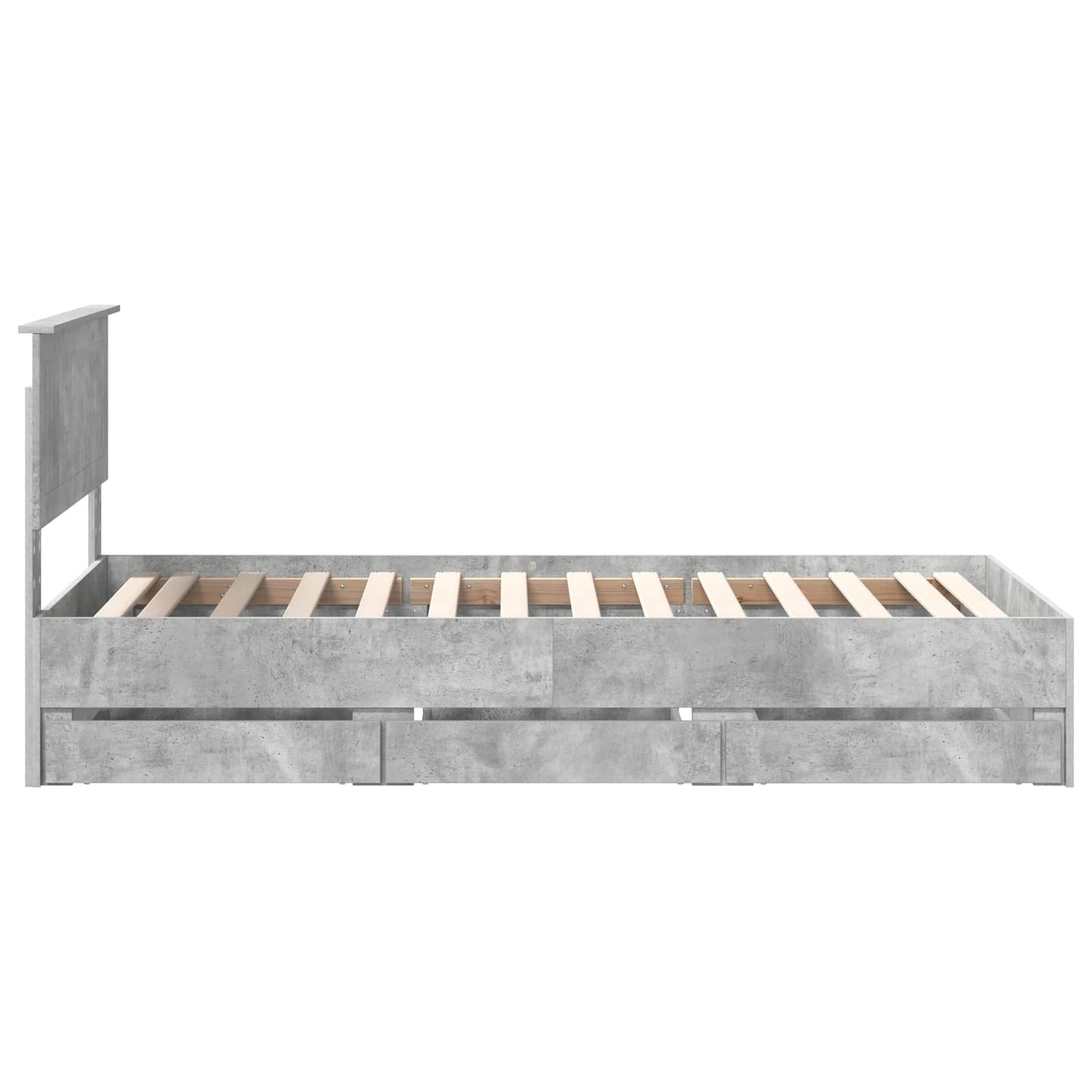 Bed Frame with Drawer Concrete Grey 90 x 190 cm Engineer Wood