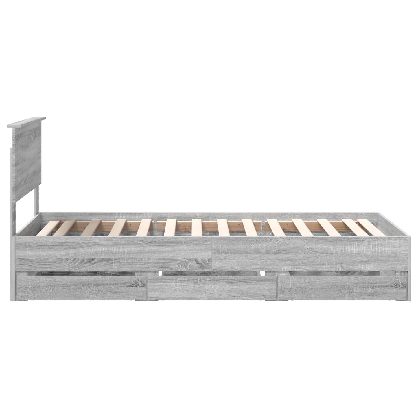 Bed Frame with Drawer Grey Sonoma 90 x 190 cm Engineer Wood
