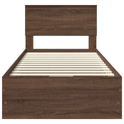 Bed Frame with Drawer Brown Oak 90 x 190 cm Engineer Wood