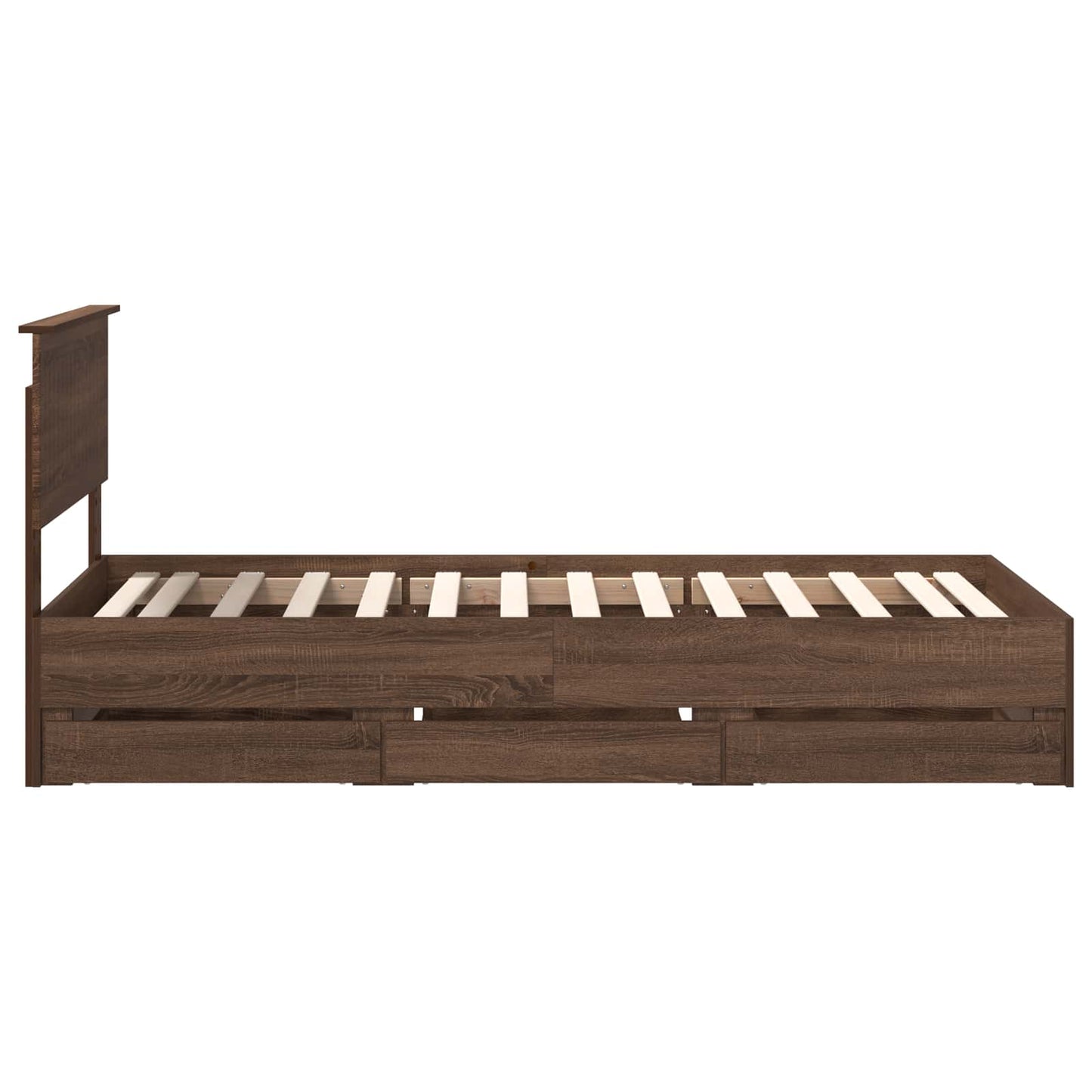 Bed Frame with Drawer Brown Oak 90 x 190 cm Engineer Wood
