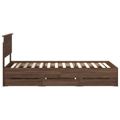 Bed Frame with Drawer Brown Oak 90 x 190 cm Engineer Wood