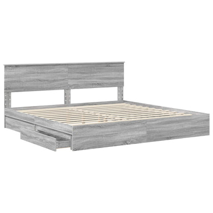 Storage Bed Grey Sonoma 200 x 200 cm Engineered Wood
