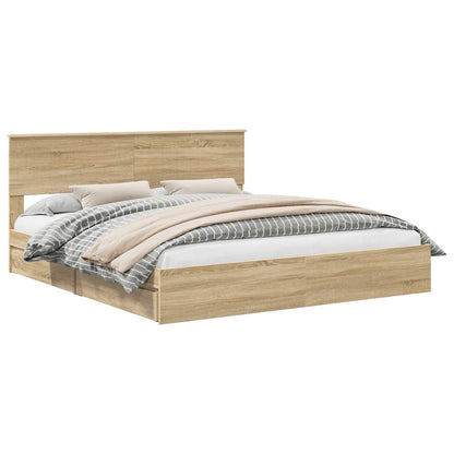 Storage Bed with Drawer Sonoma Oak 180 x 200 cm Engineered Wood