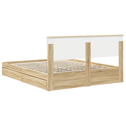 Storage Bed with Drawer Sonoma Oak 160 x 200 cm Engineered Wood