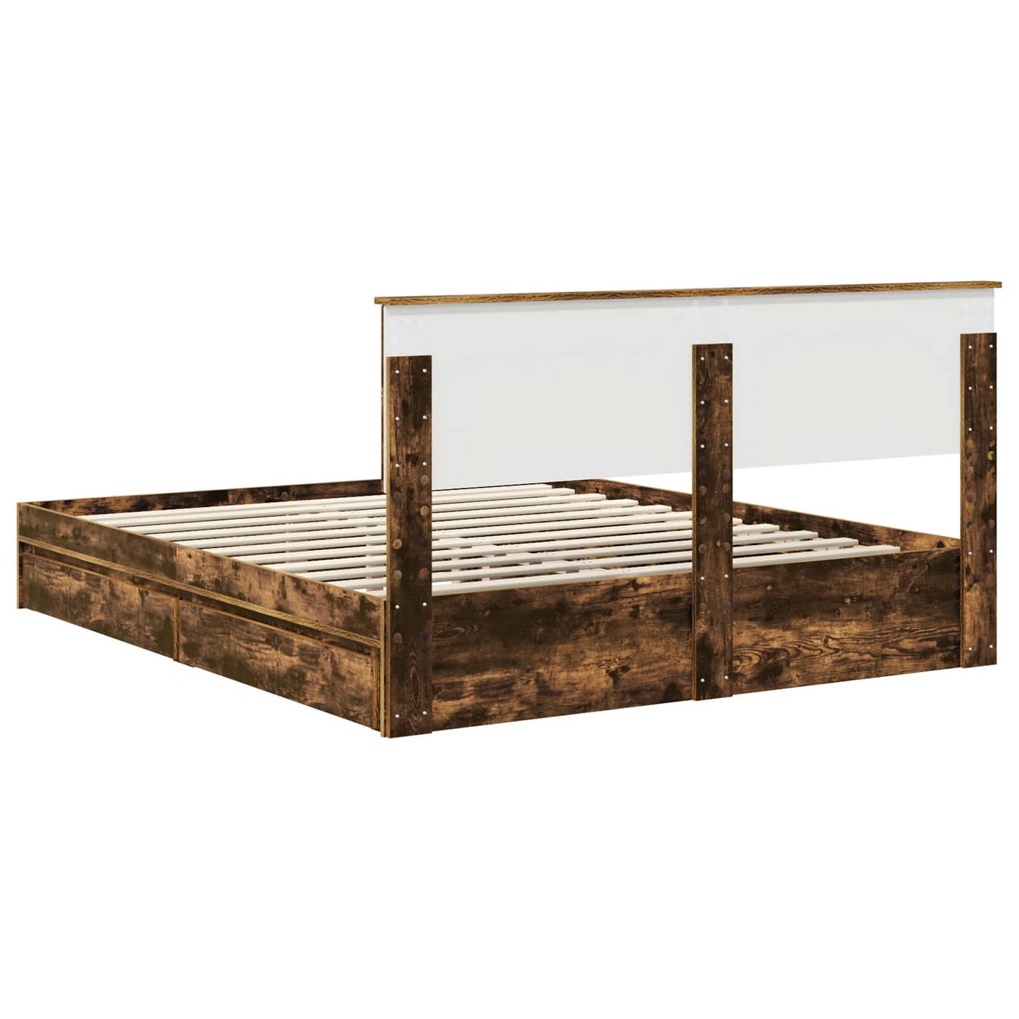 Storage Bed with Drawer Smoked Oak 160 x 200 cm Engineered Wood