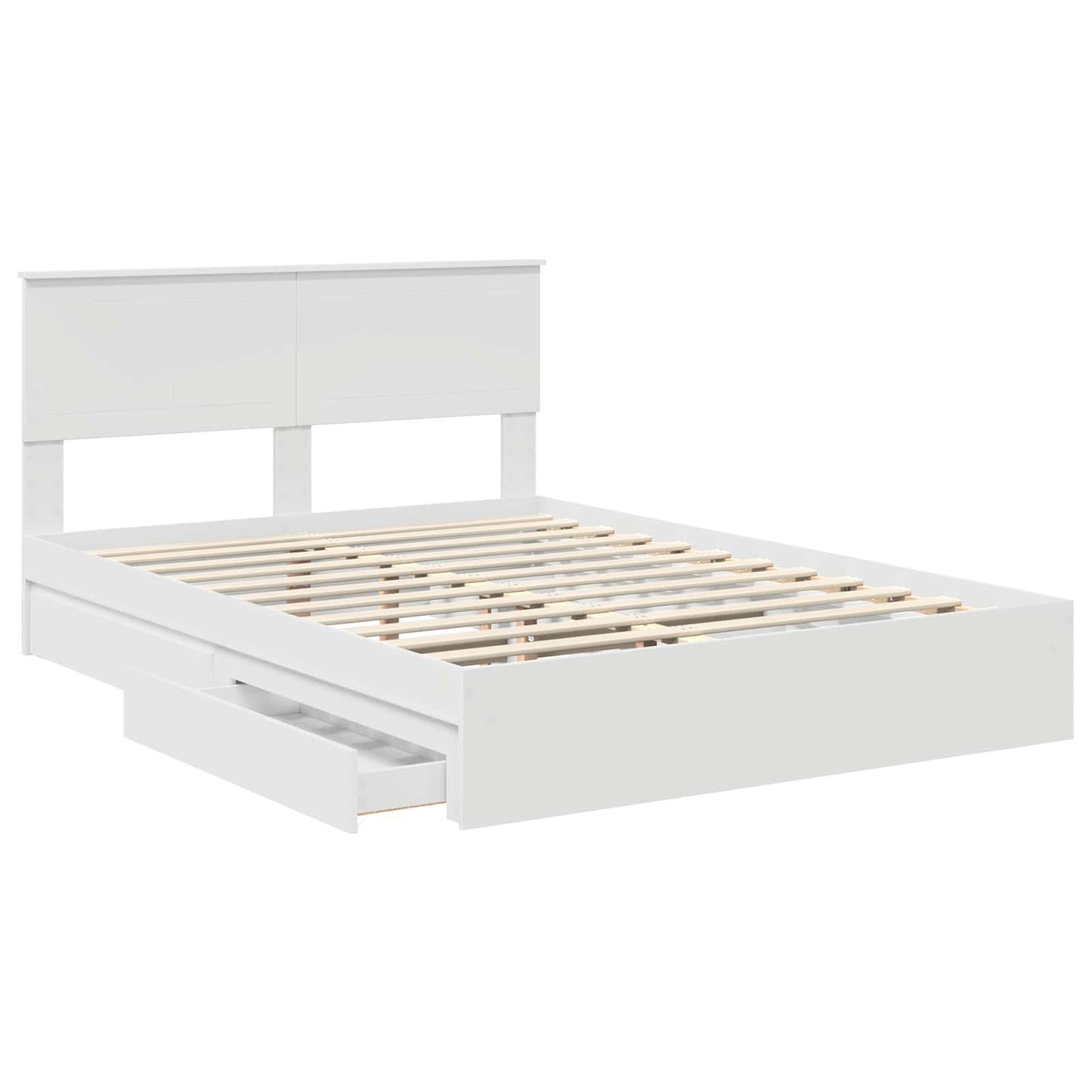 Storage Bed with Headboard White 140 x 200 cm Engineered Wood