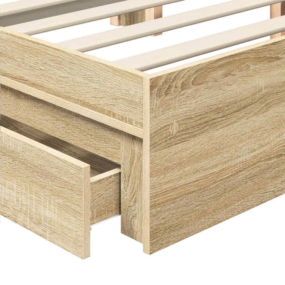 Storage Bed with Drawer Sonoma Oak 140 x 200 cm Engineered Wood