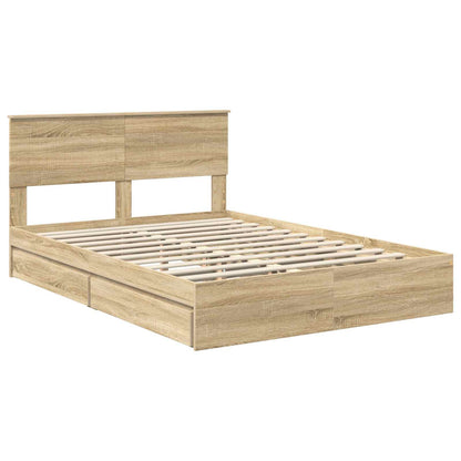 Storage Bed with Drawer Sonoma Oak 140 x 200 cm Engineered Wood