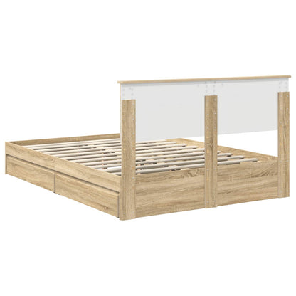 Storage Bed with Drawer Sonoma Oak 140 x 200 cm Engineered Wood