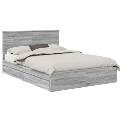 Storage Bed Grey Sonoma 140 x 200 cm Engineered Wood