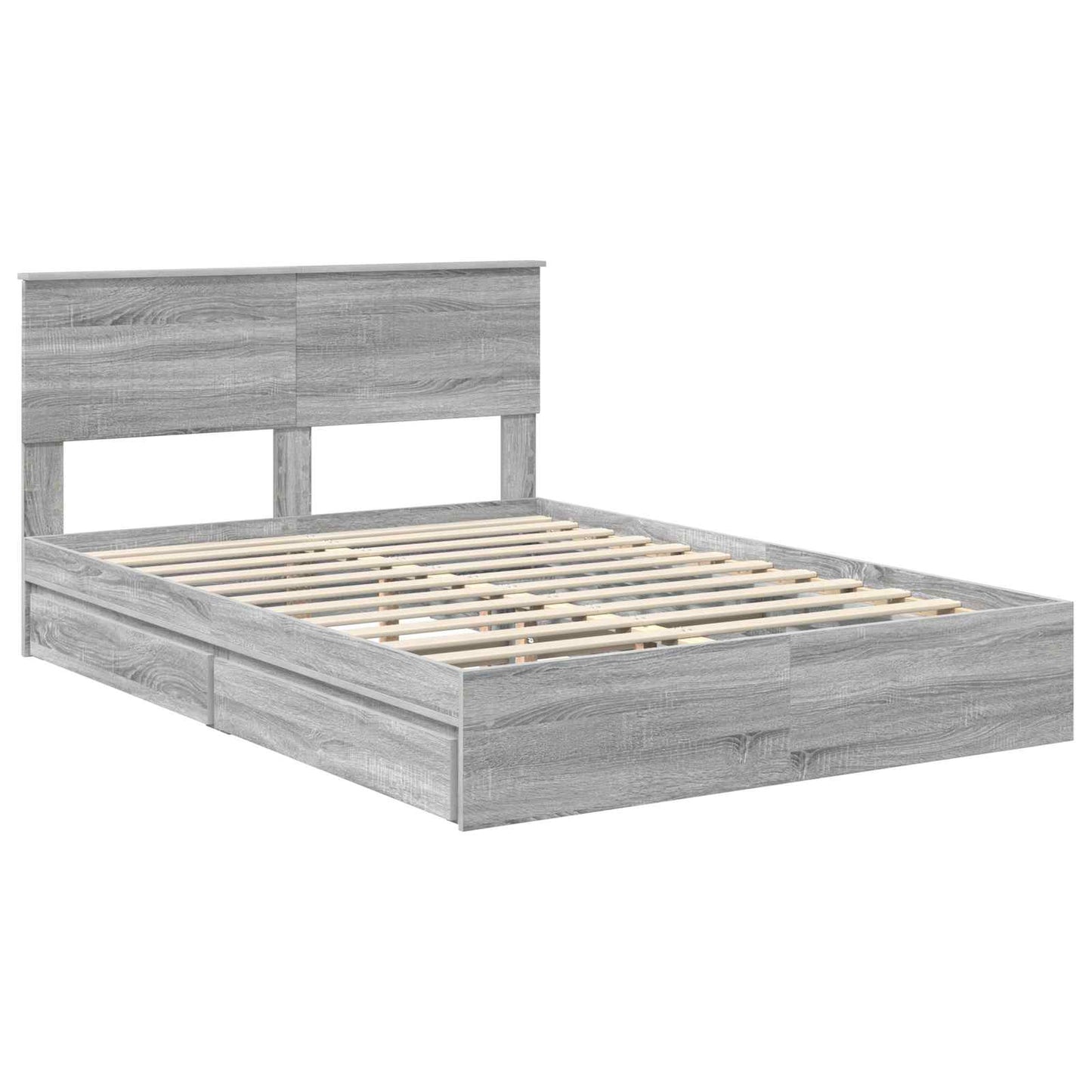 Storage Bed Grey Sonoma 140 x 200 cm Engineered Wood
