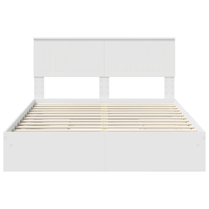 Storage Bed with Headboard White 140 x 190 cm Engineered Wood