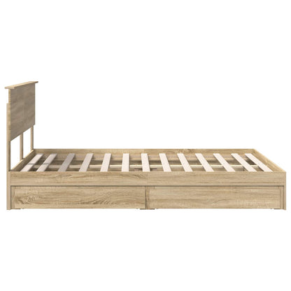 Storage Bed with Drawer Sonoma Oak 140 x 190 cm Engineered Wood
