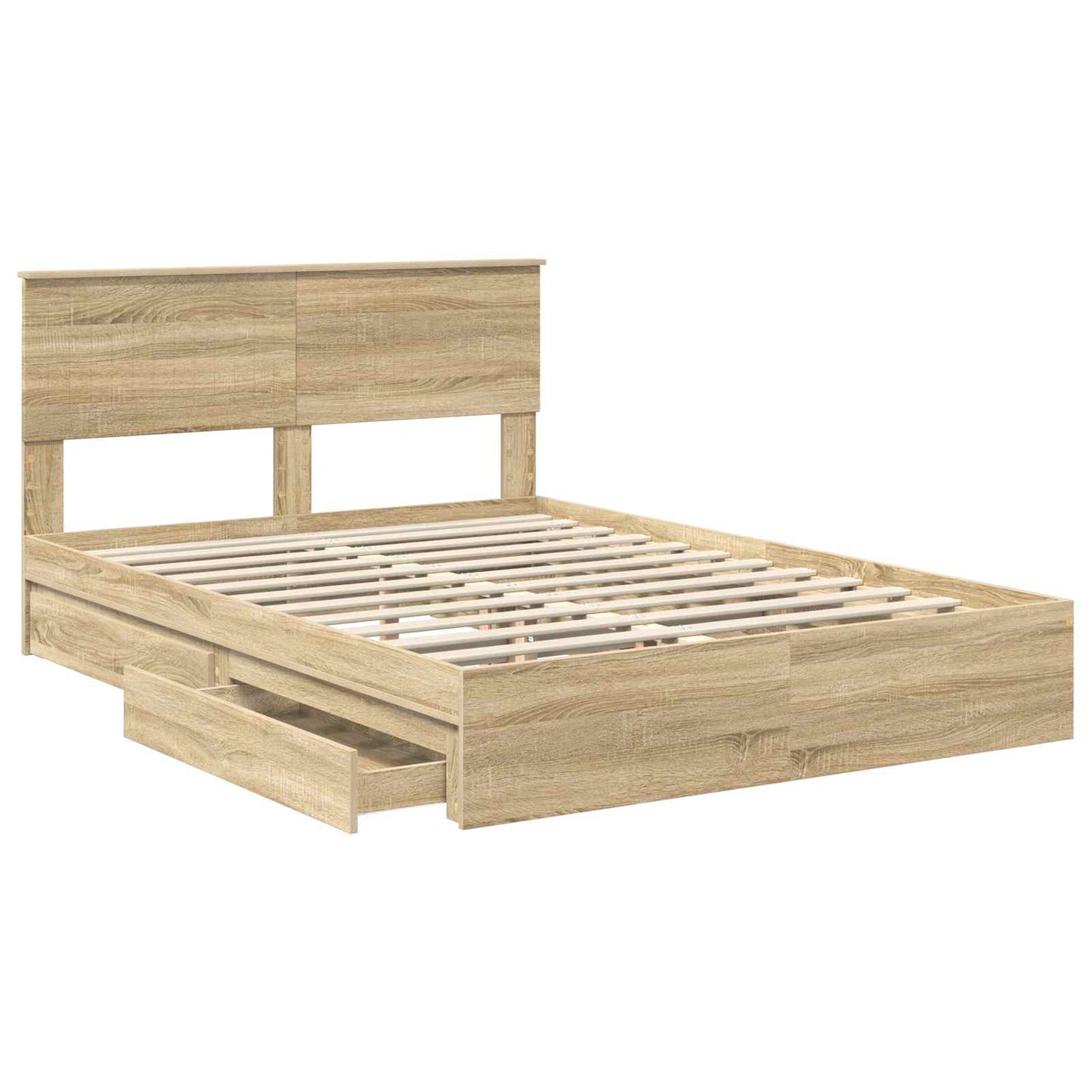 Storage Bed with Drawer Sonoma Oak 135 x 190 cm Engineered Wood
