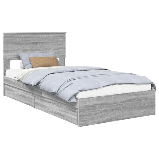 Storage Bed Adjustable Grey Sonoma 100 x 200 cm Engineered Wood