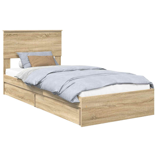 Storage Bed with Drawer Sonoma Oak 90 x 200 cm Engineered Wood