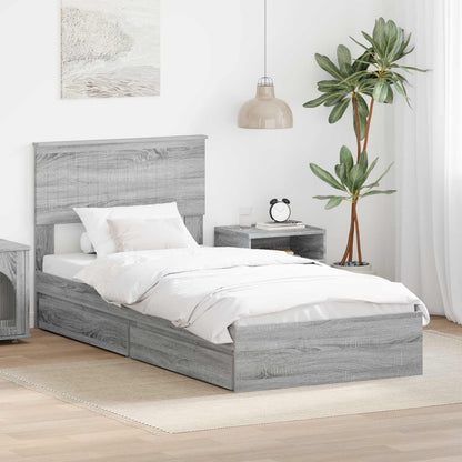 Storage Bed with Drawer Grey Sonoma 90 x 200 cm Engineered Wood