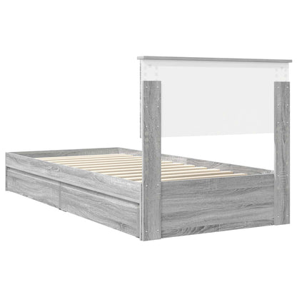 Storage Bed with Drawer Grey Sonoma 90 x 200 cm Engineered Wood