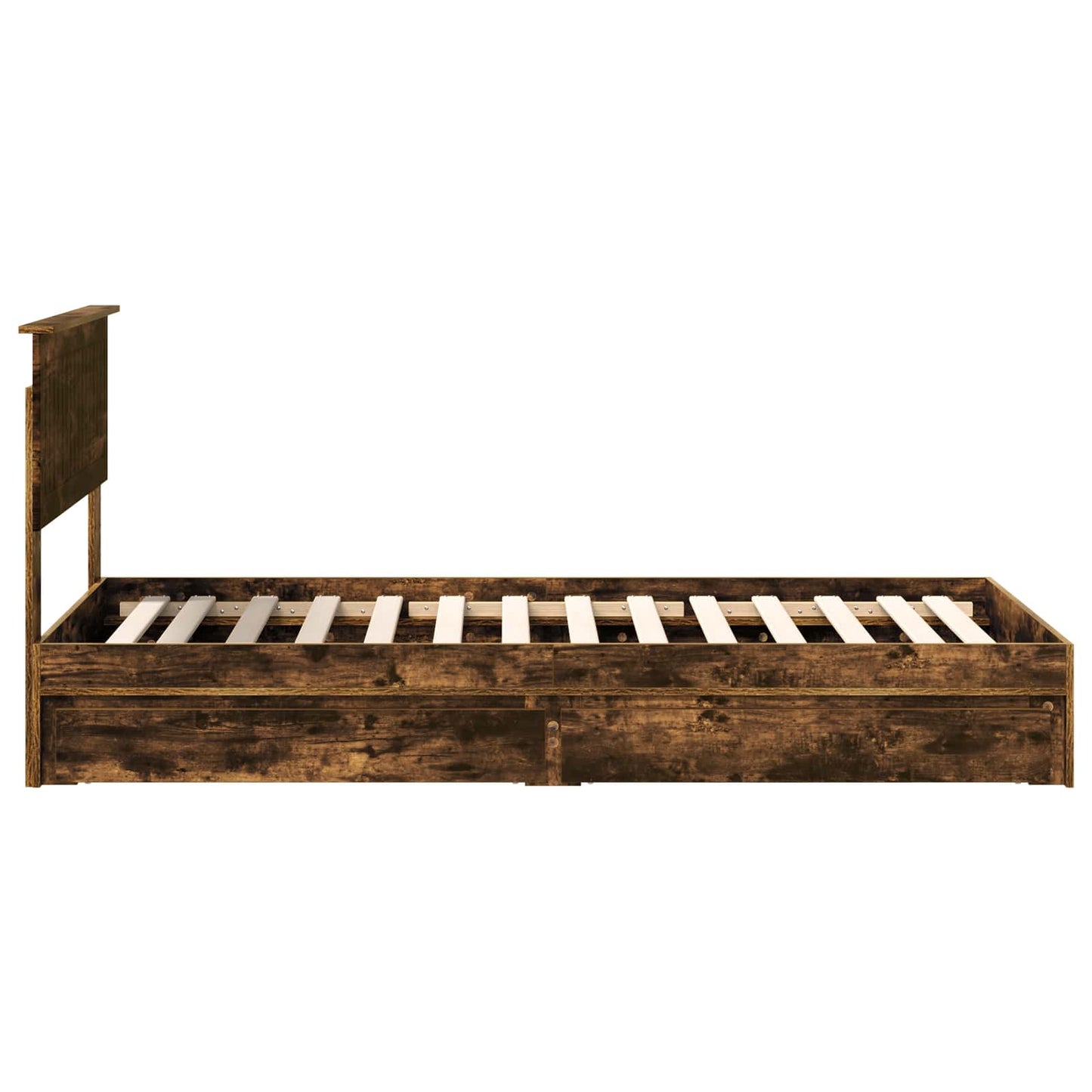 Storage Bed with Drawer Smoked Oak 90 x 190 cm Engineered Wood
