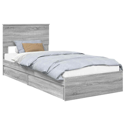 Storage Bed with Drawer Grey Sonoma 90 x 190 cm Engineered Wood