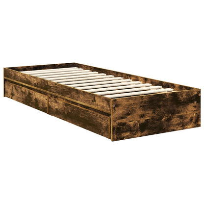 Storage Bed with Drawer Smoked Oak 75 x 190 cm Engineered Wood
