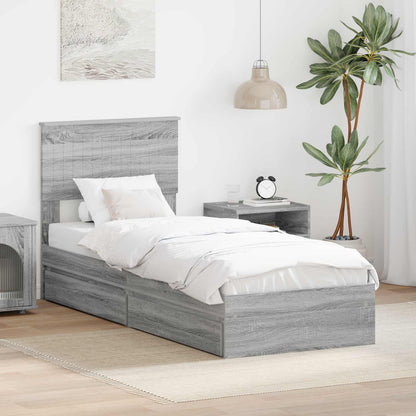 Storage Bed with Drawer Grey Sonoma 75 x 190 cm Engineered Wood