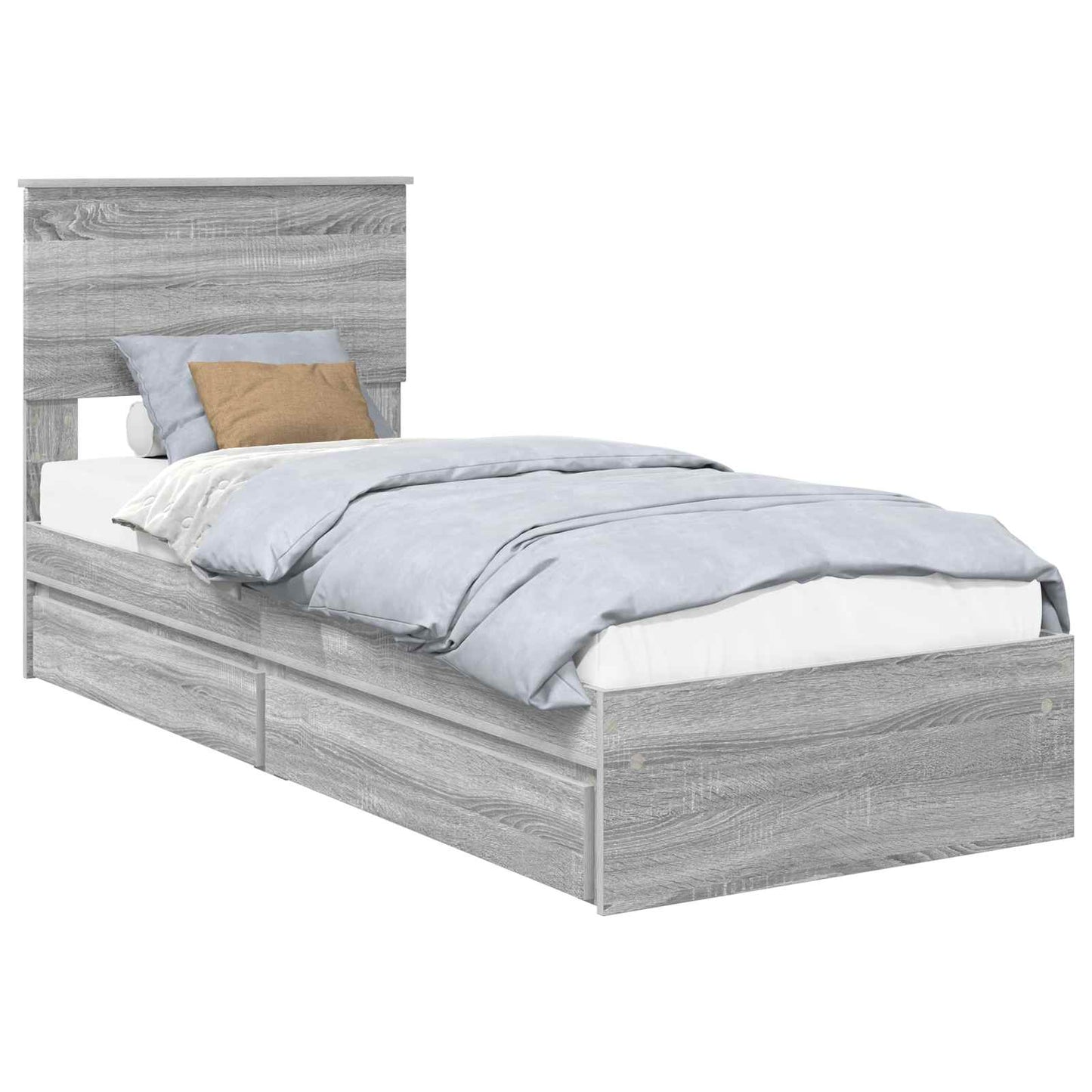 Storage Bed with Drawer Grey Sonoma 75 x 190 cm Engineered Wood