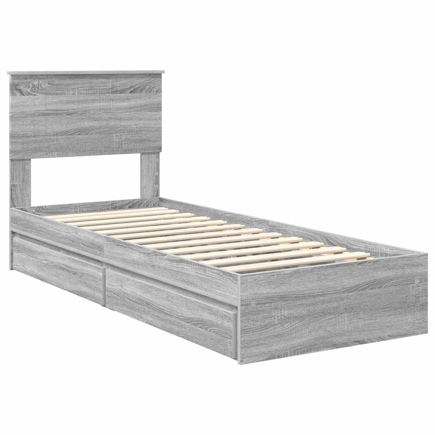 Storage Bed with Drawer Grey Sonoma 75 x 190 cm Engineered Wood