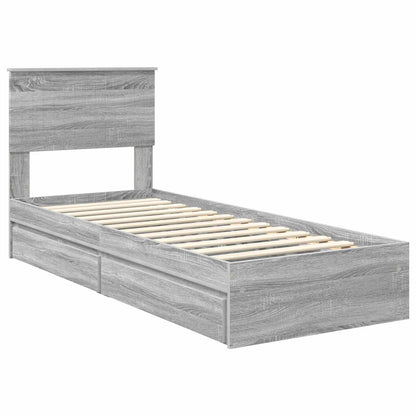 Storage Bed with Drawer Grey Sonoma 75 x 190 cm Engineered Wood