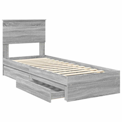Storage Bed with Drawer Grey Sonoma 75 x 190 cm Engineered Wood