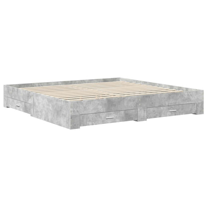 Bed Frame Concrete Grey 200 x 200 cm Engineered Wood