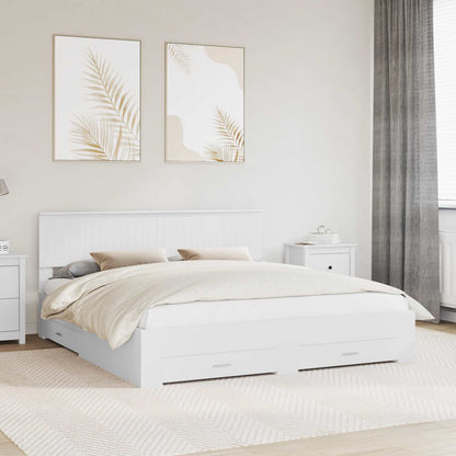 Bed Frame with Drawer White 180 x 200 cm Engineered Wood